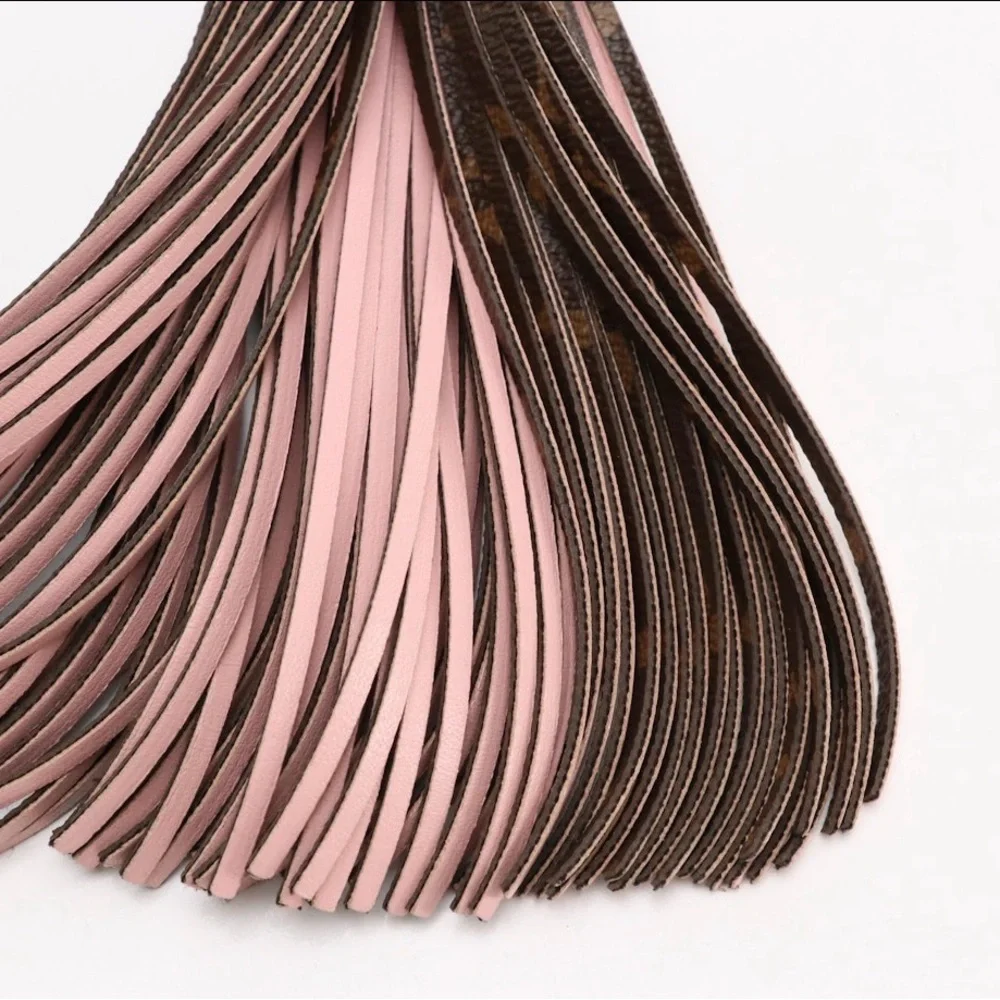 Louis Vuitton Tassel Keychain/Bag Charm in Pink Leather & Monogram Canvas